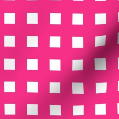Square Grid Plaid // Hot Pink & White