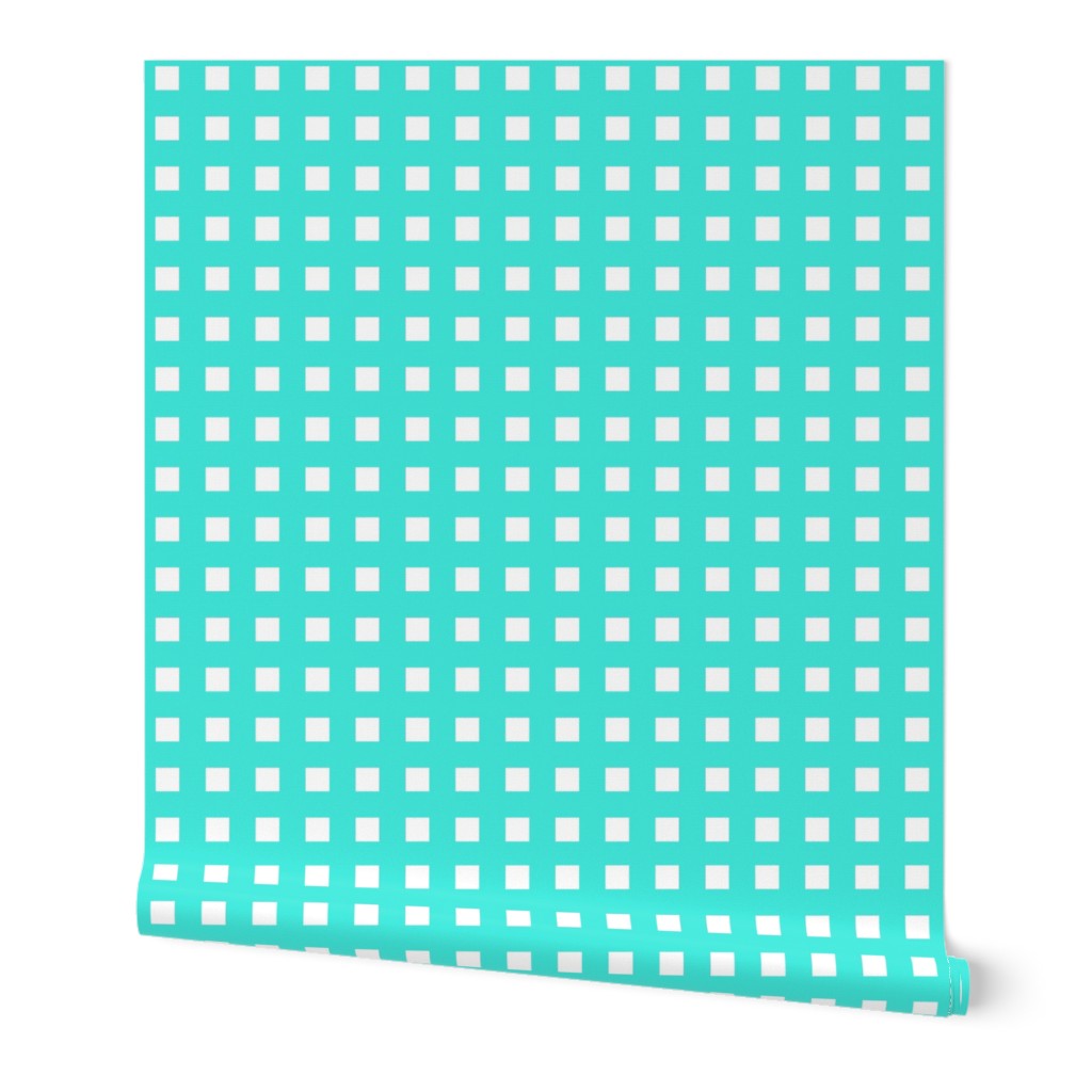 Square Grid Plaid // Turquoise & White