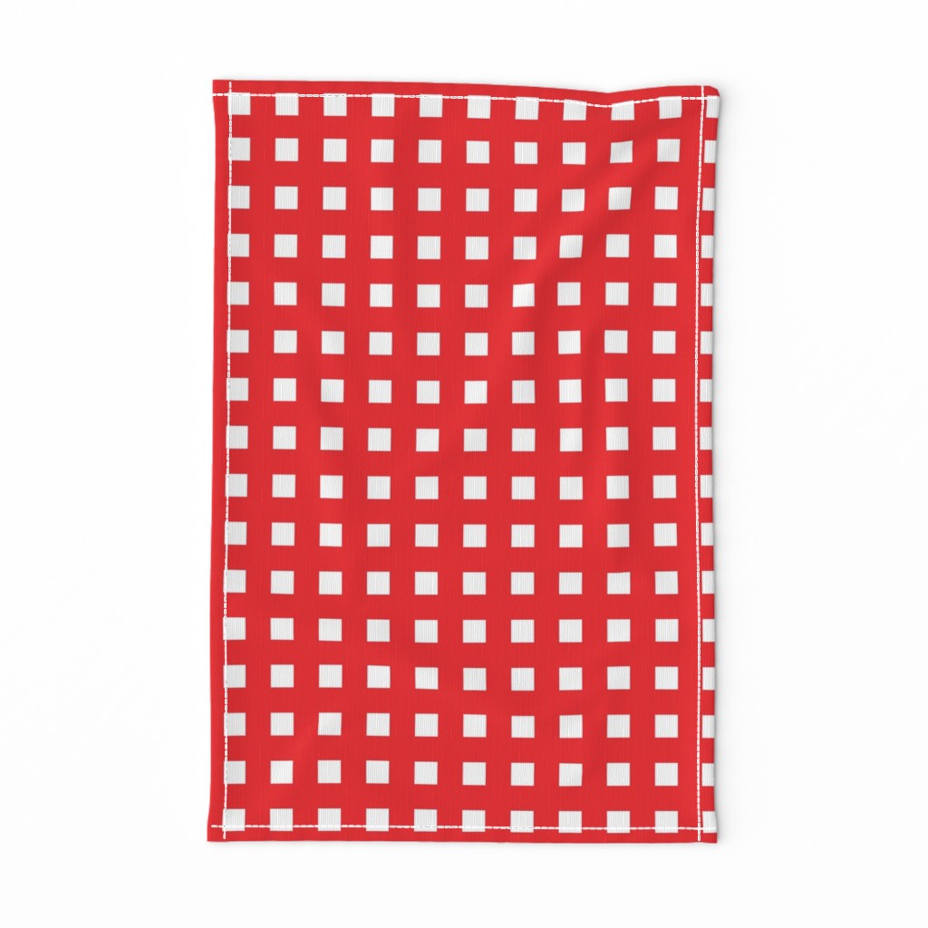 Square Grid Plaid // Red & White