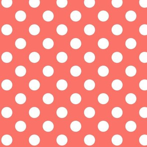 Coral + Polka White Dots