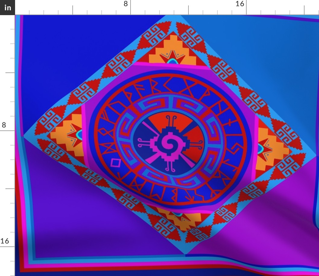 Mayan Hunab Ku Celestial Symbol with Rune Solar Calendar