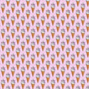 (3/4" scale) unicorn icecream cones - unicones on pink stripes C18BS