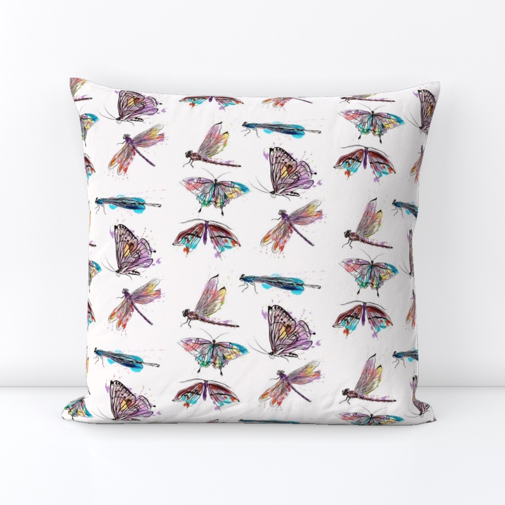 Butterfly And Dragonfly Watercolor Pattern