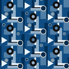 Bauhaus geometric shapes color blocks Blue Wallpaper