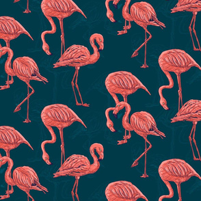  Living coral flamingo pattern