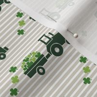 Tractors with Shamrocks (beige stripes) - St Patrick's day  Clovers