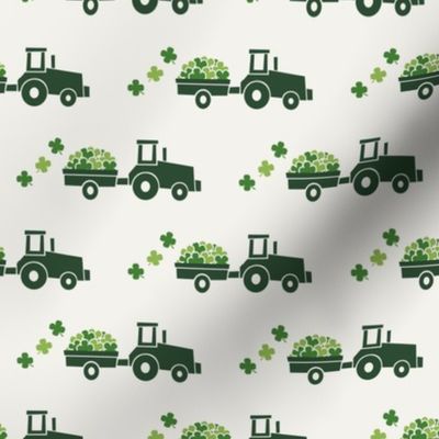 Tractors with Shamrocks (cream) - St Patrick's day  Clovers