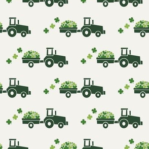 Tractors with Shamrocks (cream) - St Patrick's day  Clovers