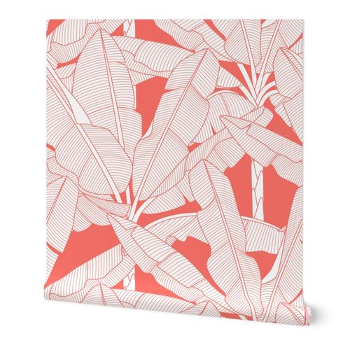 - Banana Palms-jumbo/_coral by mia/_valdez Set of 4 Banana Leaves Cloth Placemats by Spoonflower Tropical Coral Placemats