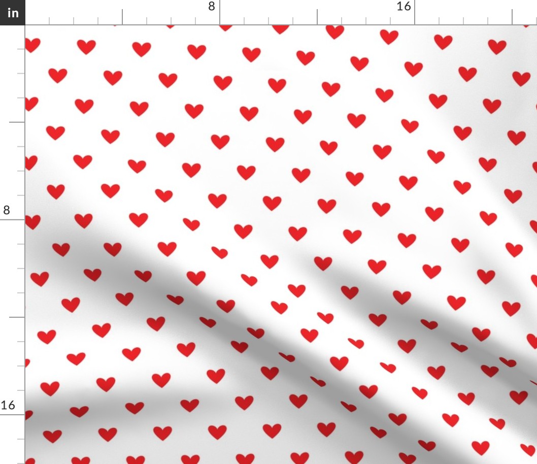 Simple Red Hearts fabric on White Valentines Day  - cute valentines