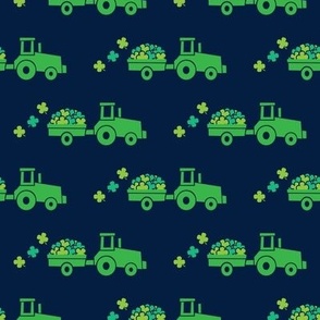 Tractors with Shamrocks (navy) - St Patrick's day  Clovers