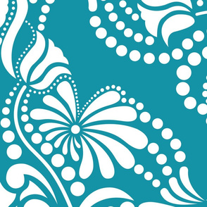 White on Teal Arabesque