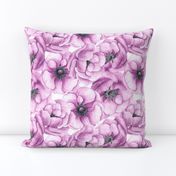 Anemone flowers watercolor pattern