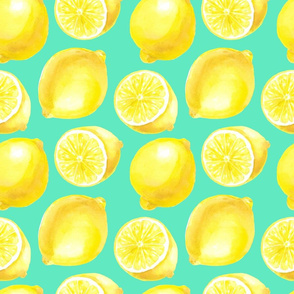 Watercolor lemons pattern