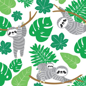 Sloth and tropical leaves1