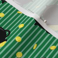 pot of gold - toss with coins - black on green stripes