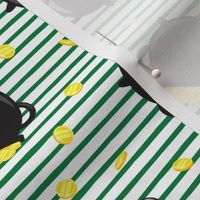 pot of gold - toss with coins - black on green stripes