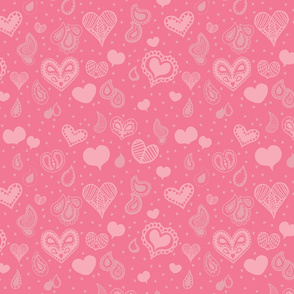 Paisley Heart Repeat in Soft Pink and Grey