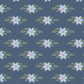 Zelma Blue: Small Scandi Floral, Dusty Blue Small Prints