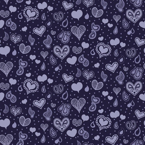 Paisley Heart Repeat in Midnight Blue