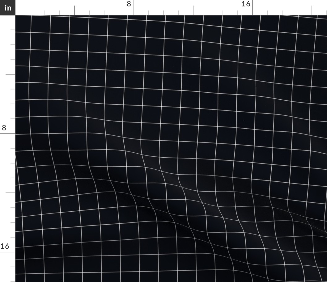 1 inch black and white grid || Black Fabric | Spoonflower