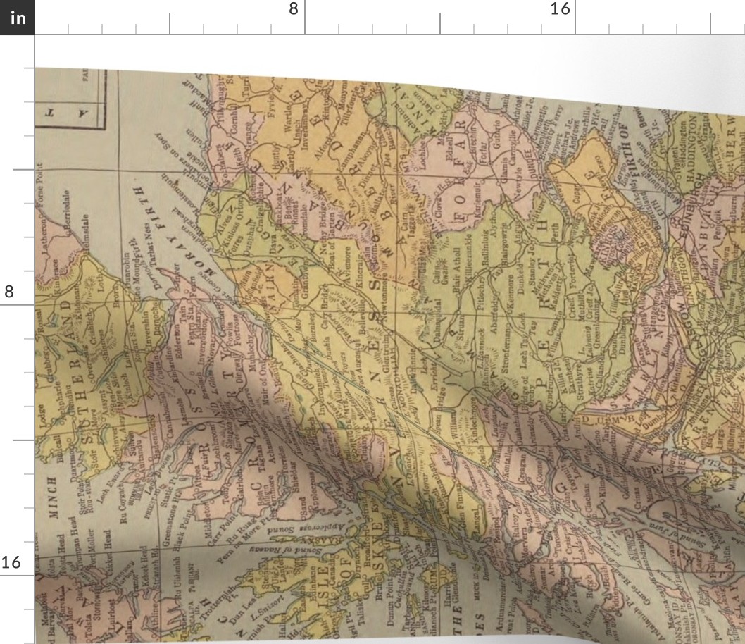 Scotland map, vintage, large