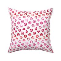 Pitter Patter Pet Paws All Over  Red Pink White 