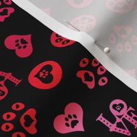 Pitter Patter Pet Paws All Over Red Pink Black 