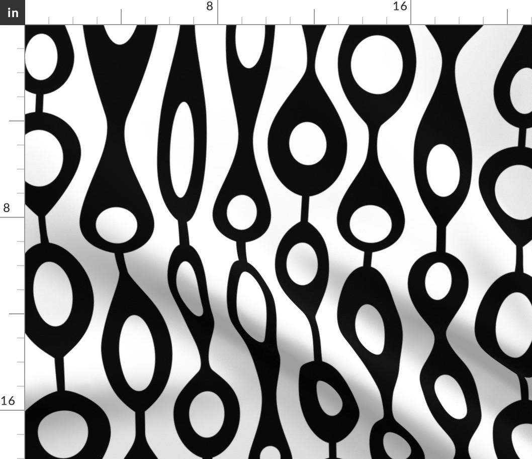 Groovy Black and White Geometric Mid Century Pattern - Vertical // V1 // 250 DPI