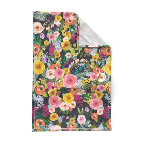 Autumn Blooms Floral Print // Chalkboard (Medium Scale)