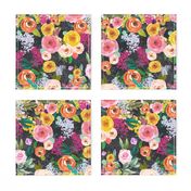 Autumn Blooms Floral Print // Chalkboard (Medium Scale)