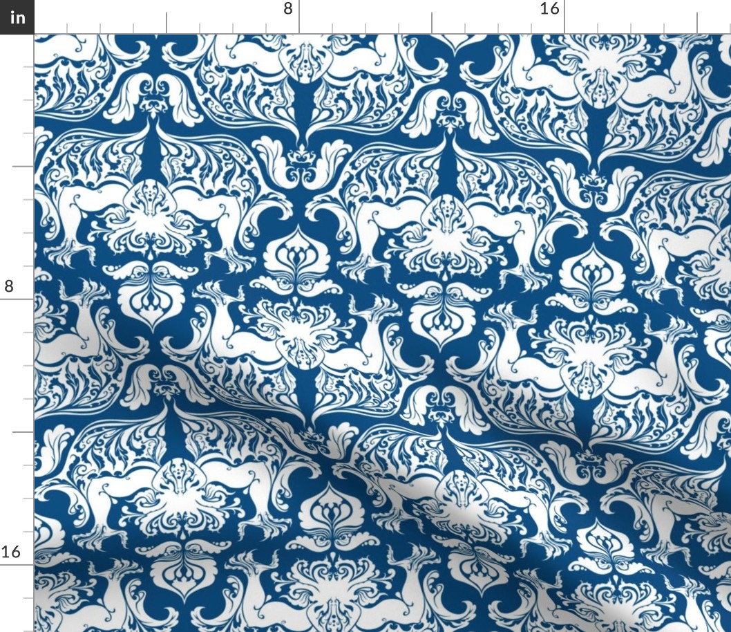 I Love Craft (Cthulhu Damask in Classic Blue)