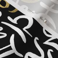 Astrology Symbols - White and Gold on Black