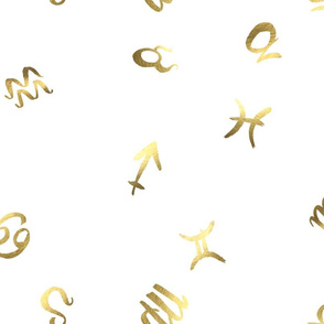 Astrology Symbols - Gold on White