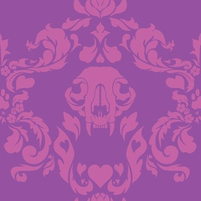 Cat Skull Damask -- Purple/Magenta