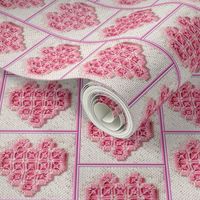hardanger embroided heart canvas fabric cotton linen 