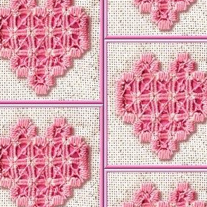 hardanger embroided heart canvas fabric cotton linen 