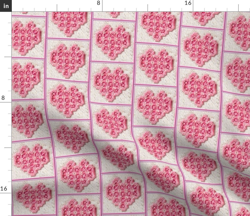 hardanger embroided heart canvas fabric cotton linen 