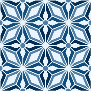 Blue geometric starburst large mosaic Wallpaper
