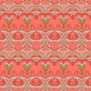 Pantone 2019 Heartfelt Stripes - Fiesta - Living Coral -Pepper Stem -Sweet Lilac