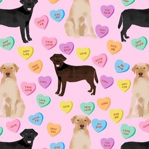 labrador hearts fabric -  candy hearts fabric, dog fabric, labradors valentines day fabric - pastel candy hearts fabric -  pink