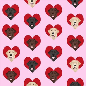 love labradors heart pattern fabric - labrador fabric,, dog fabric, valentines fabric, heart fabric, love dogs fabric, cute fabric - pink