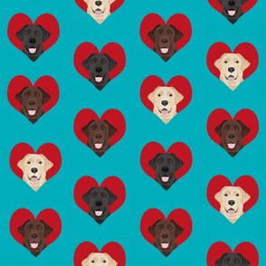 love labradors heart pattern fabric - labrador fabric,, dog fabric, valentines fabric, heart fabric, love dogs fabric, cute fabric - teal