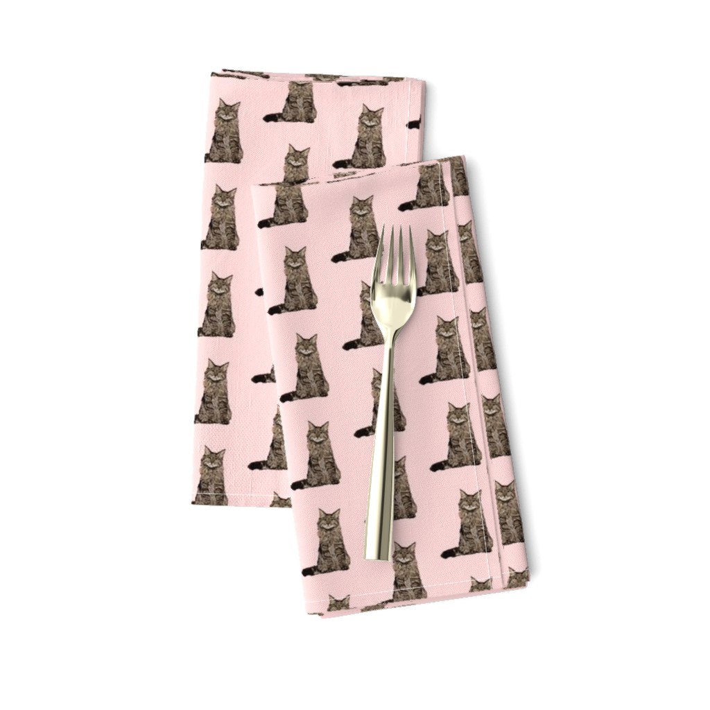 maine coon cat fabric - maine coon fabric, maine coon pattern, cat fabric, cat lady fabric, cat lady design - pink