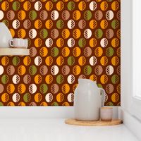 Mod leaves retro scandi brown orange Wallpaper