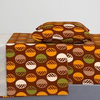 Mod leaves retro scandi brown orange Wallpaper