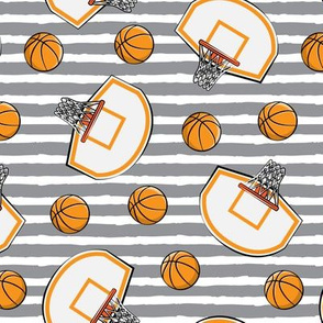 Basketball & Hoops - Grey Stripes Toss - Sports Themed