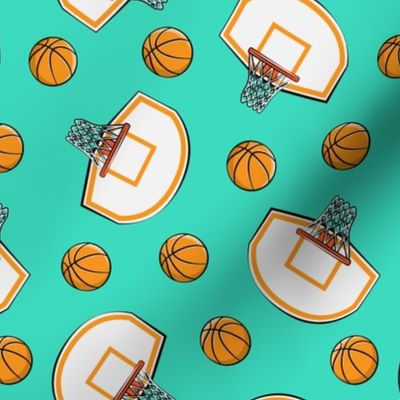 Basketball & Hoops - Teal Toss - Sports Themed