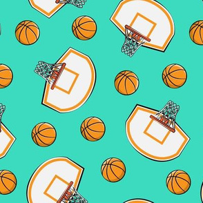 Basketball & Hoops - Teal Toss - Sports Themed