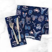 Geometric astrology zodiac signs // small scale // navy blue and coral